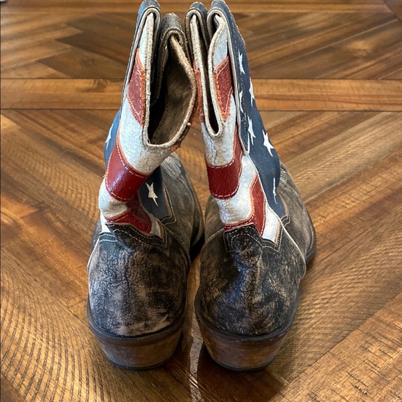 Vintage Inspired American Flag Roper Ankle height Cowboy Boots Sz 9 - Picture 3 of 9
